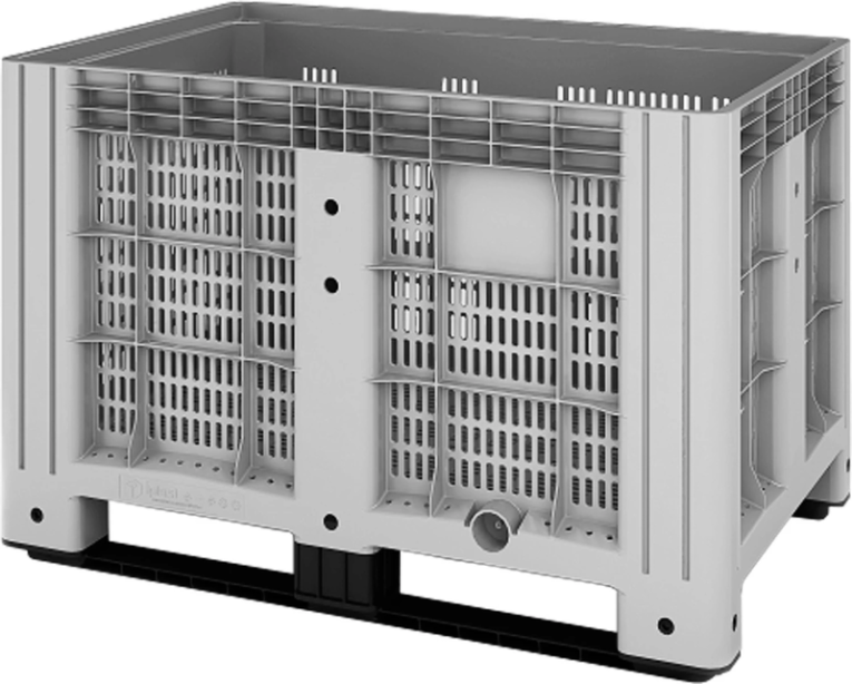 Контейнер 1200х800х800 мм перфорированный серый на полозьях купить в Петрозаводске Контейнер 1200х800х800 мм перфорированный серый на полозьях купить в Петрозаводске
