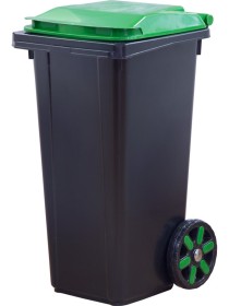 Мусорный бак 60л. с зелёной крышкой цв. чёрный Мусорный бак 60л. с зелёной крышкой цв. чёрный
