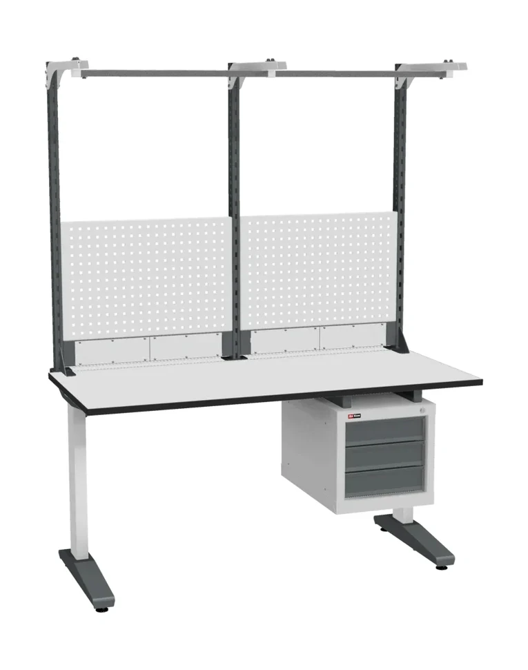 Стол монтажный ДиКом СР-150-01, ESD Thermopal, нерегулируемый, экран Э2, с подвесной тумбой купить в Петрозаводске