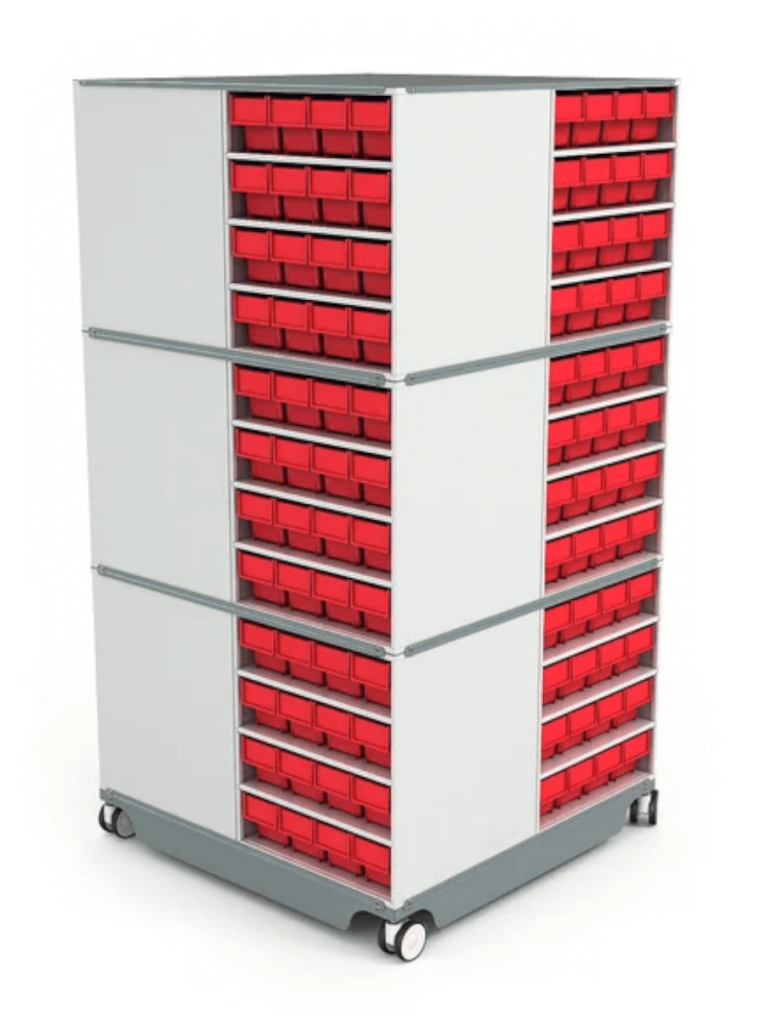 КП-02 Кассетница поворотная с красными ящиками купить в Петрозаводске