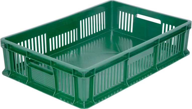 Ящик 600х400х140 мм дно сплош.стенки перф. с полузакрытой ручкой зеленый купить в Петрозаводске Ящик 600х400х140 мм дно сплош.стенки перф. с полузакрытой ручкой зеленый купить в Петрозаводске