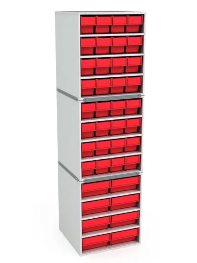 Стационарная кассетница ДиКом (на 3 яруса) с красными ящиками купить в Петрозаводске