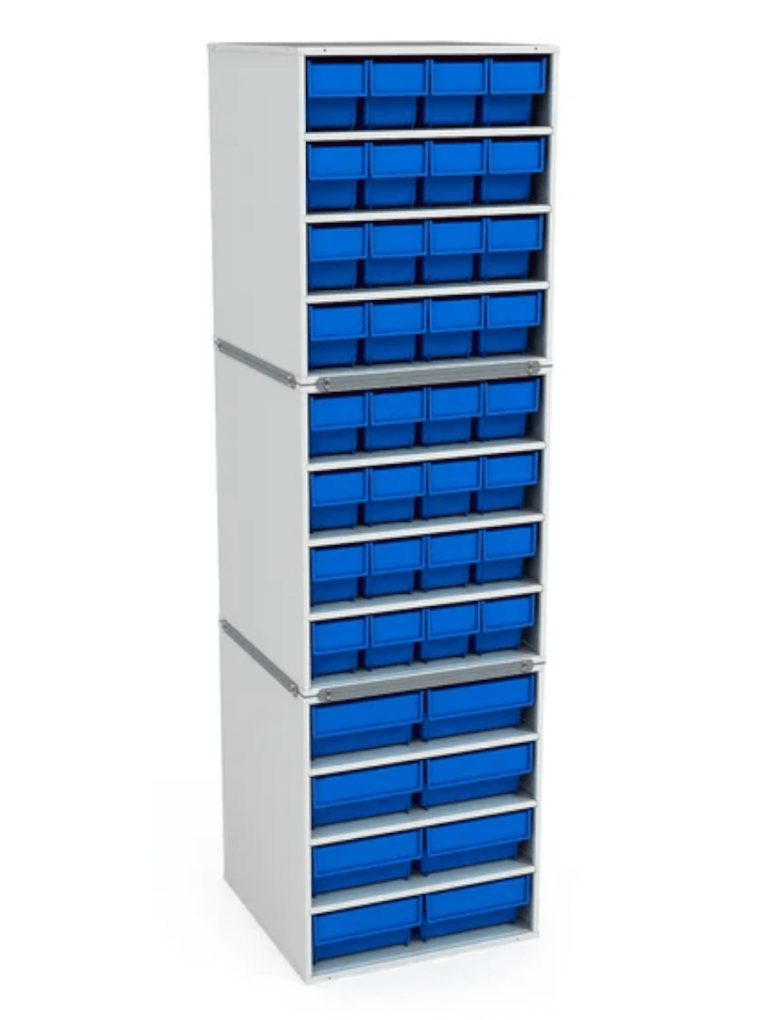 Стационарная кассетница ДиКом (на 3 яруса) с синими ящиками купить в Петрозаводске