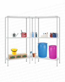 Стеллаж угловой 2000х1600х1600 (3 яруса глубиной 400мм) Стеллаж угловой 2000х1600х1600 (3 яруса глубиной 400мм)