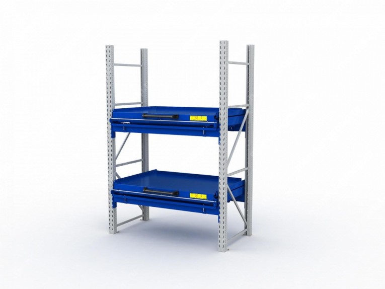 Стеллаж с выкатными платформами S-HEAVY 1000/1300 (2 яруса хранения) купить в Петрозаводске