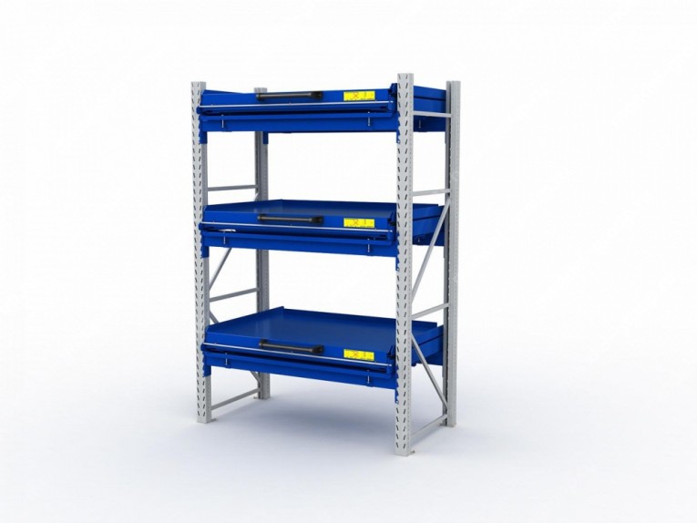Стеллаж с выкатными платформами S-HEAVY 1000/1300 (3 яруса хранения) купить в Петрозаводске