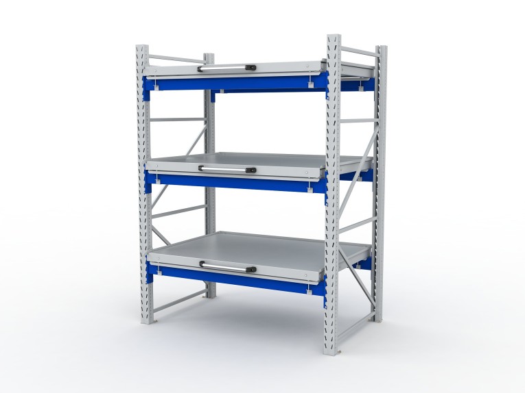 Стеллаж с выкатными платформами S-HEAVY 1000/1300 (3 яруса хранения) купить в Петрозаводске