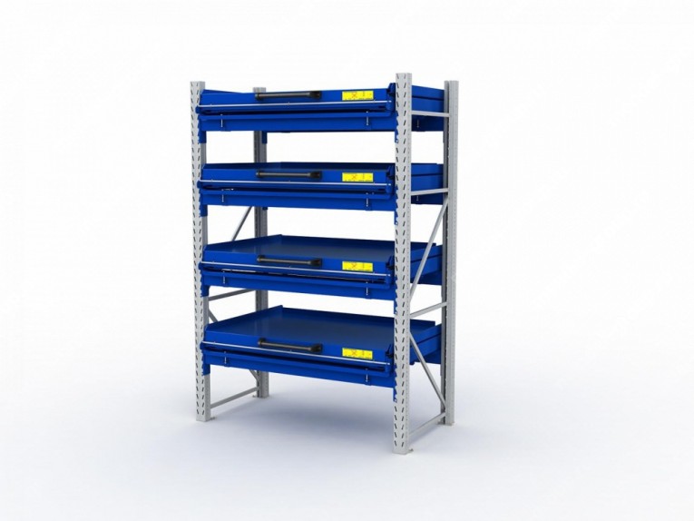 Стеллаж с выкатными платформами S-HEAVY 1000/1300 (4 яруса хранения) купить в Петрозаводске