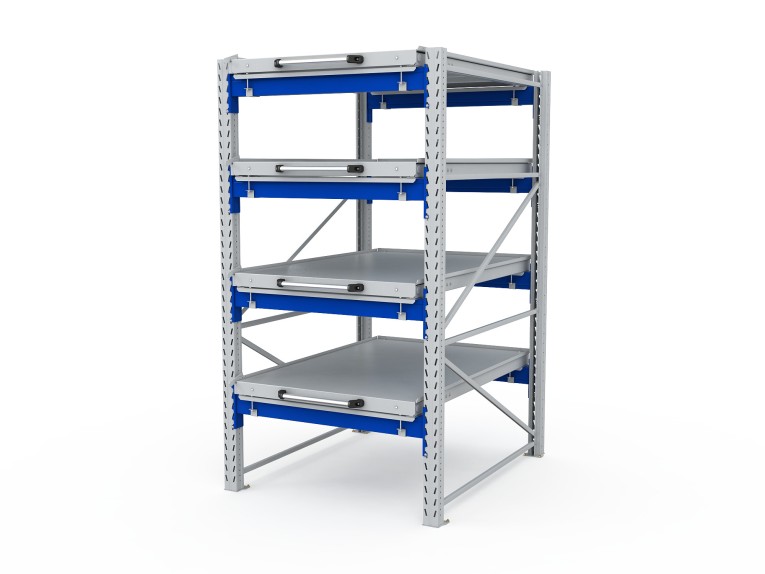 Стеллаж с выкатными платформами S-HEAVY 1000/900 (4 яруса хранения) купить в Петрозаводске